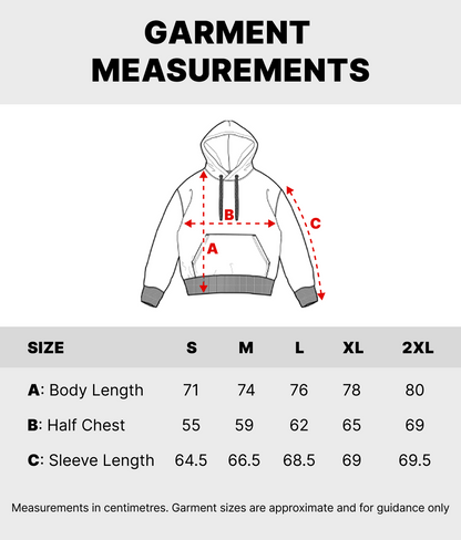 Hoodie garment measurements