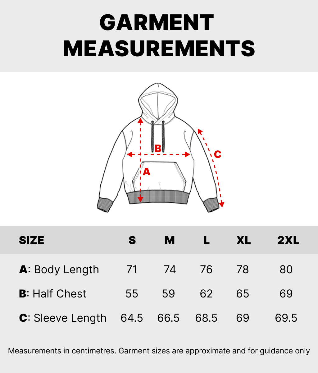 Hoodie garment measurements