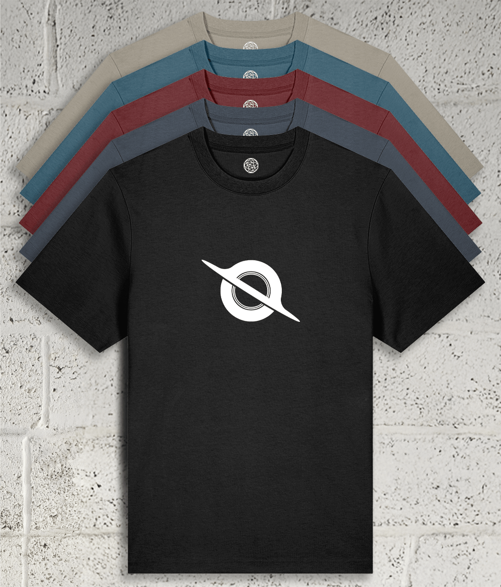 Black Hole tee showing 5 colour variants available