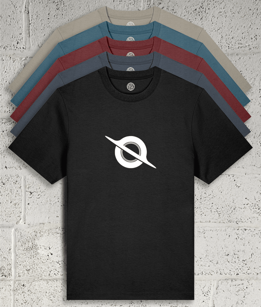Black Hole tee showing 5 colour variants available