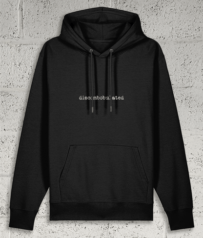 Front view of Shambles Studio Discombobulated black hoodie with graphic