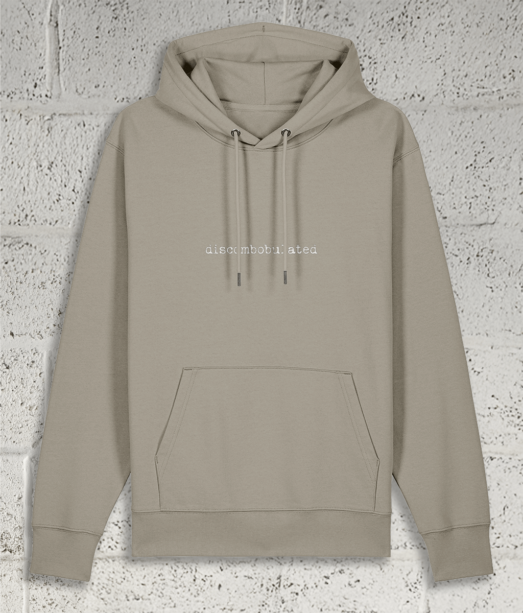 Front view of Shambles Studio Discombobulated stone hoodie with graphic