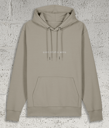 Front view of Shambles Studio Discombobulated stone hoodie with graphic